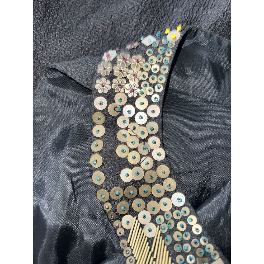 Boho Goddess Embellished Maxi Dress Black Beaded Grecian Evening Festival Glam - Picture 8 of 8